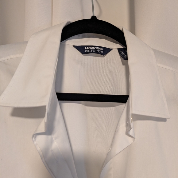 Lands End Outfitters 20 W White Button down Blouse 3/4 fold up sleeve - Picture 3 of 9